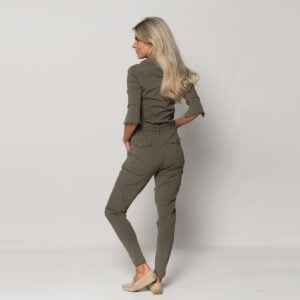 travel jumpsuit 3/4 mouw army groen | amy 033