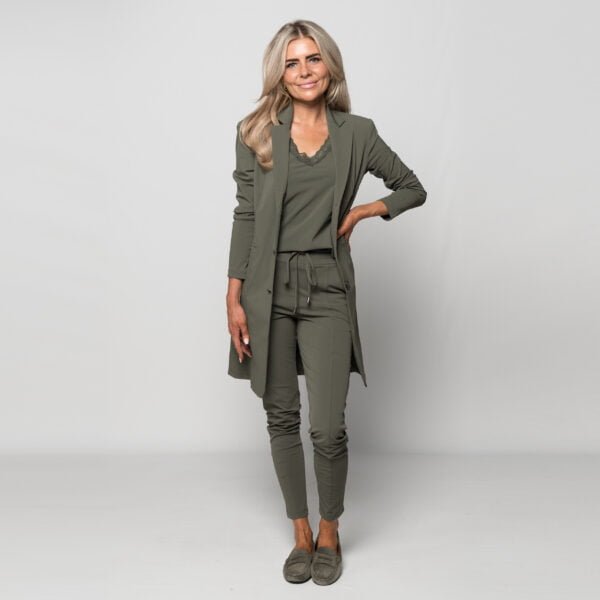Travel blazer lang Army groen | Amy 132 - Afbeelding 8