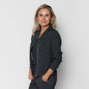 travel bomberjack denim look donkergrijs | amy 463