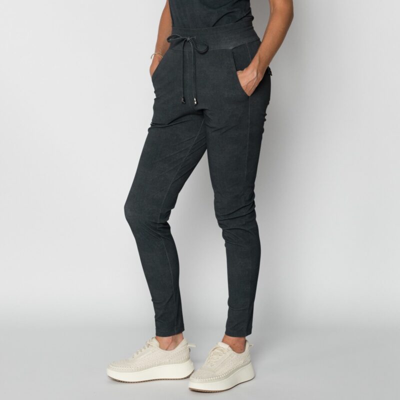 Travel broek denim look donkergrijs | Amy 134 