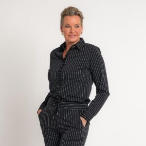 travel blazer krijtstreep zwart off white | amy 102