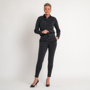 travel blazer krijtstreep zwart off white | amy 102