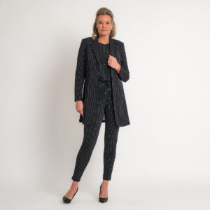 travel blazer krijtstreep zwart off white | amy 102
