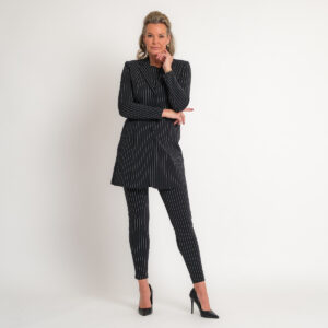travel blazer krijtstreep zwart off white | amy 102
