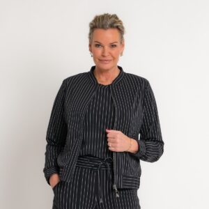 travel blazer krijtstreep zwart off white | amy 102