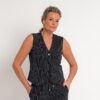 travel blazer krijtstreep zwart off white | amy 102