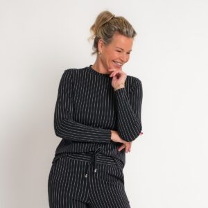 travel blazer krijtstreep zwart off white | amy 102