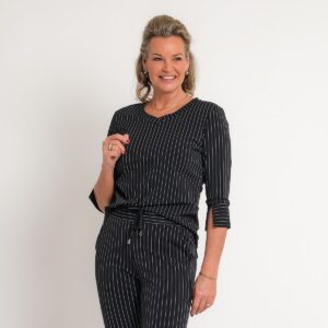 travel blazer krijtstreep zwart off white | amy 102