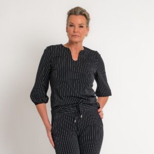 travel blazer krijtstreep zwart off white | amy 102
