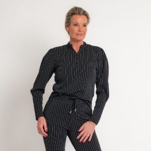 travel blazer krijtstreep zwart off white | amy 102