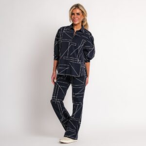 travel t shirt met grafische print donkerblauw | amy 271