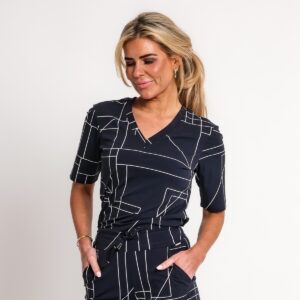 travel t shirt met grafische print donkerblauw | amy 271
