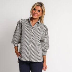 boyfriend travel blouse met streep donkerblauw | amy 524