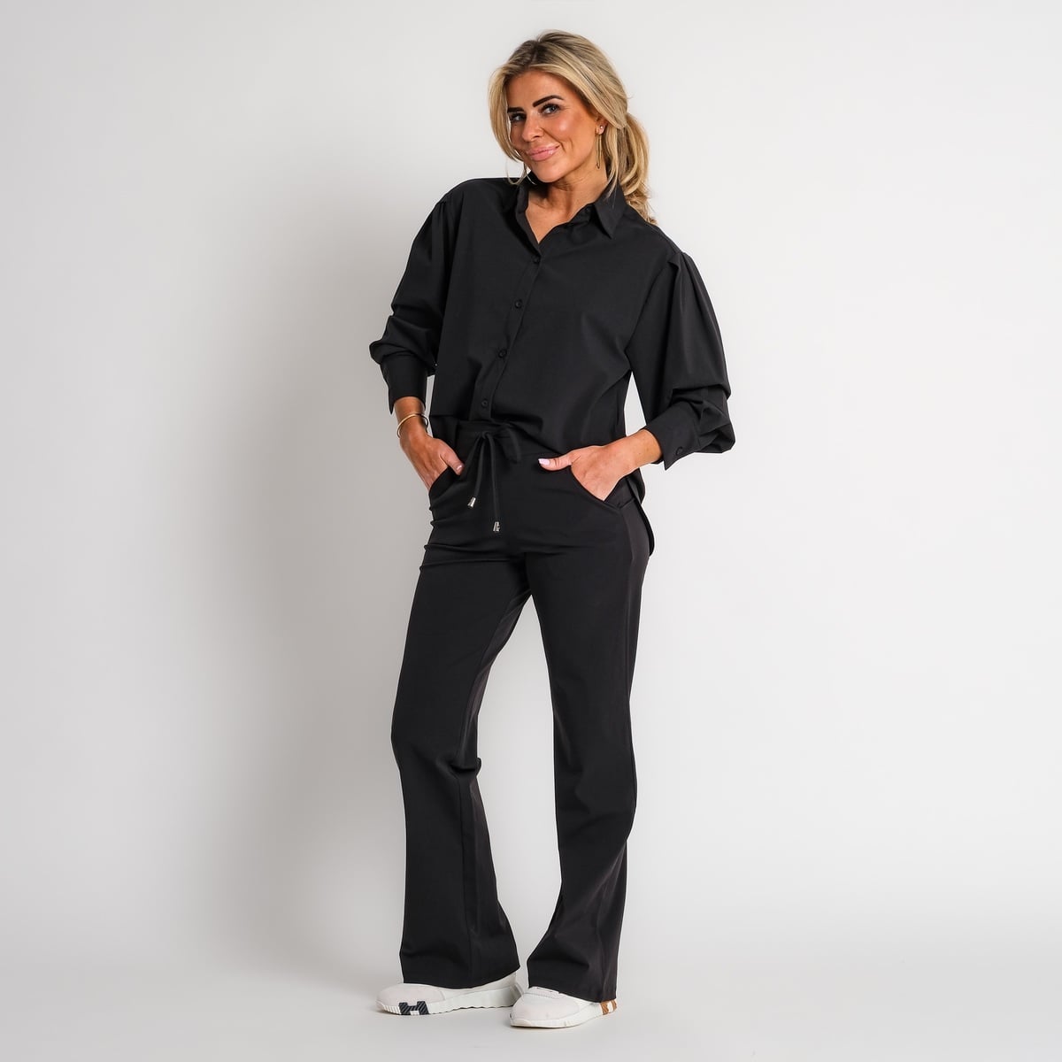 boyfriend travel blouse met streep donkerblauw | amy 524
