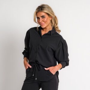 boyfriend travel blouse met streep donkerblauw | amy 524