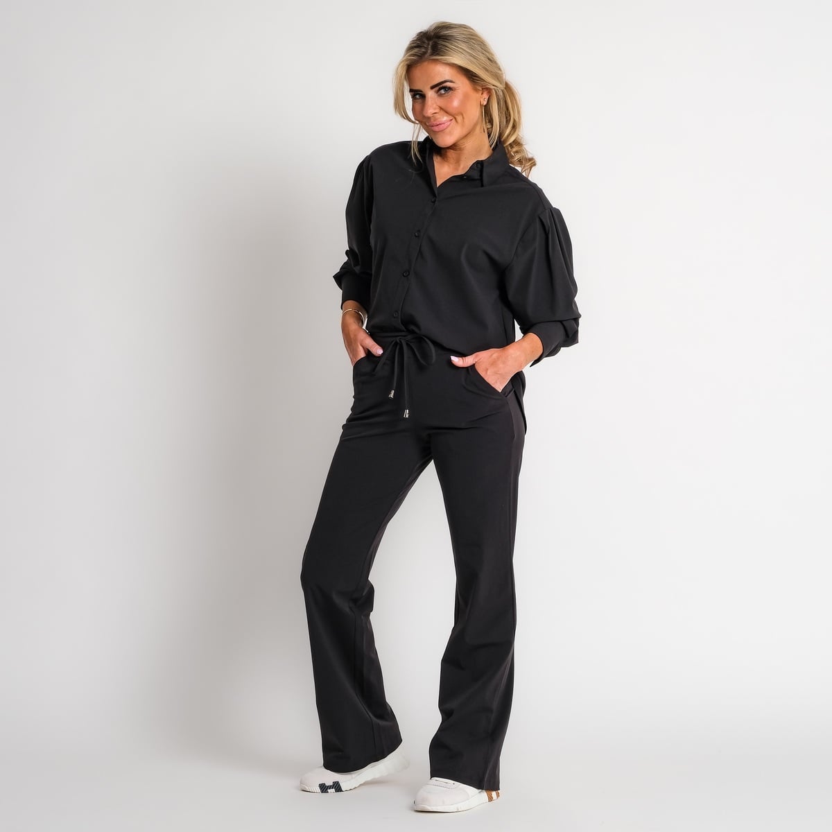 boyfriend travel blouse met streep donkerblauw | amy 524