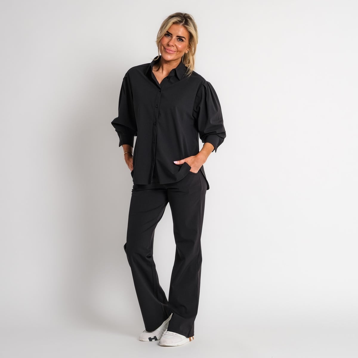 boyfriend travel blouse met streep donkerblauw | amy 524