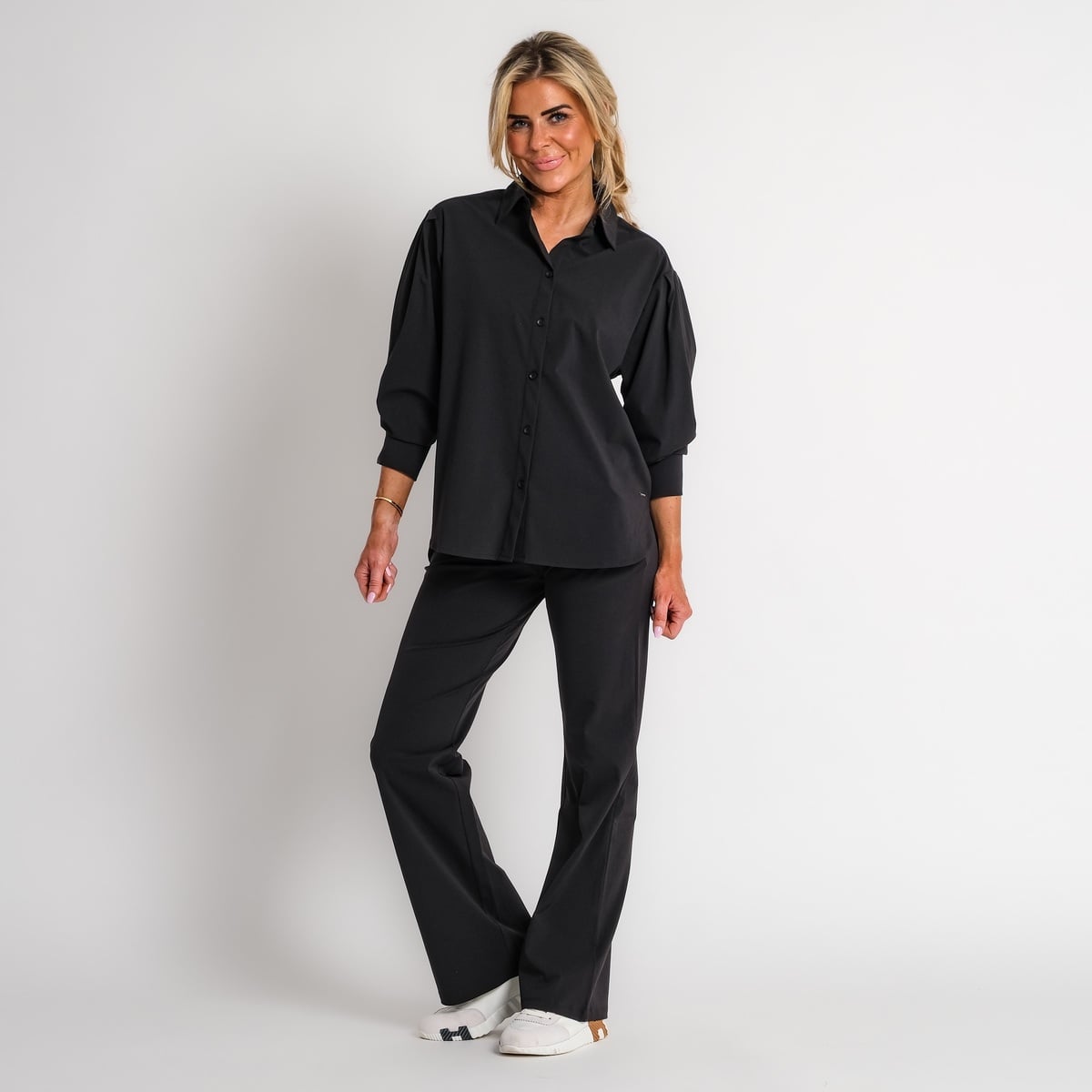 boyfriend travel blouse met streep donkerblauw | amy 524