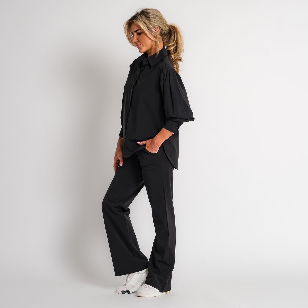 boyfriend travel blouse met streep donkerblauw | amy 524