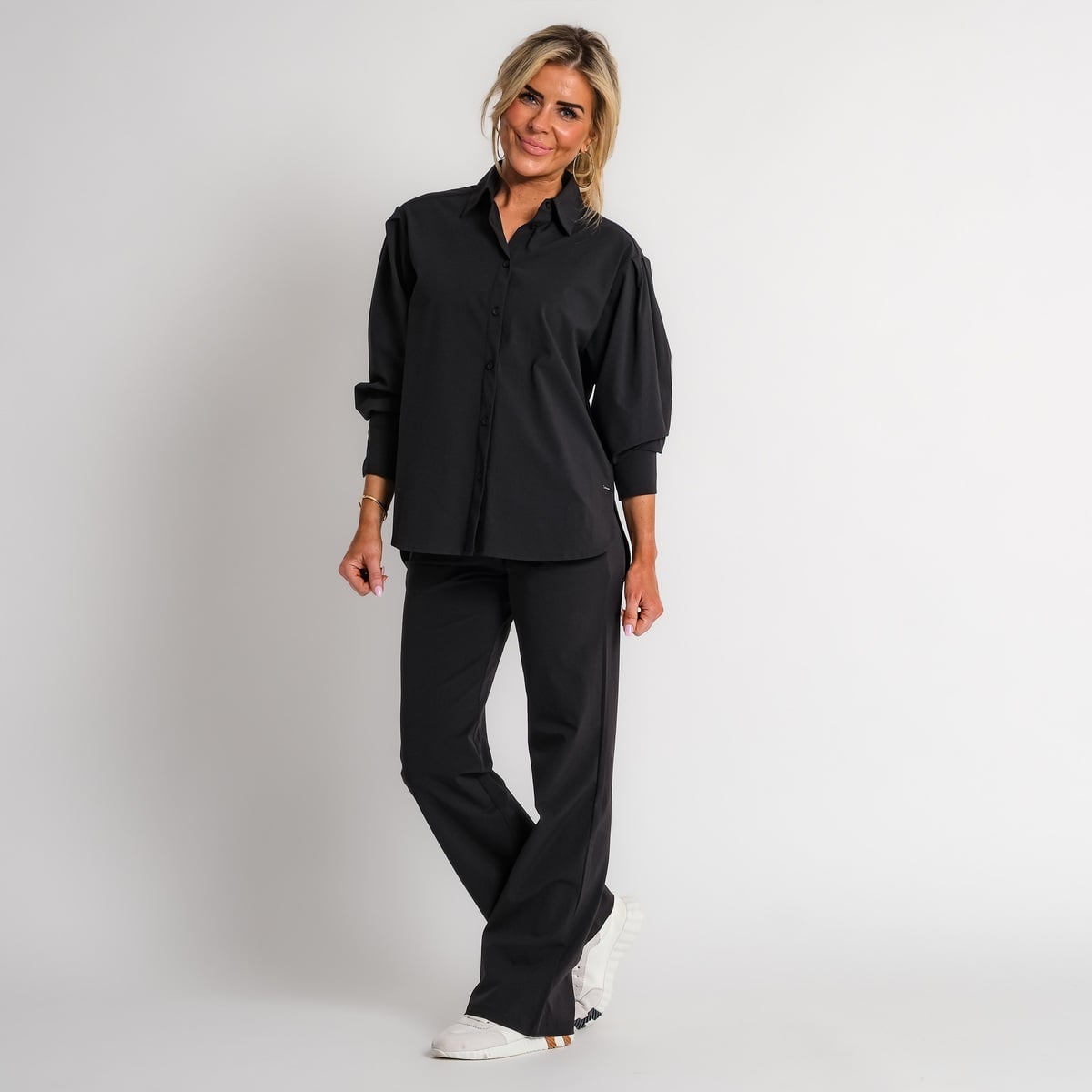 boyfriend travel blouse met streep donkerblauw | amy 524