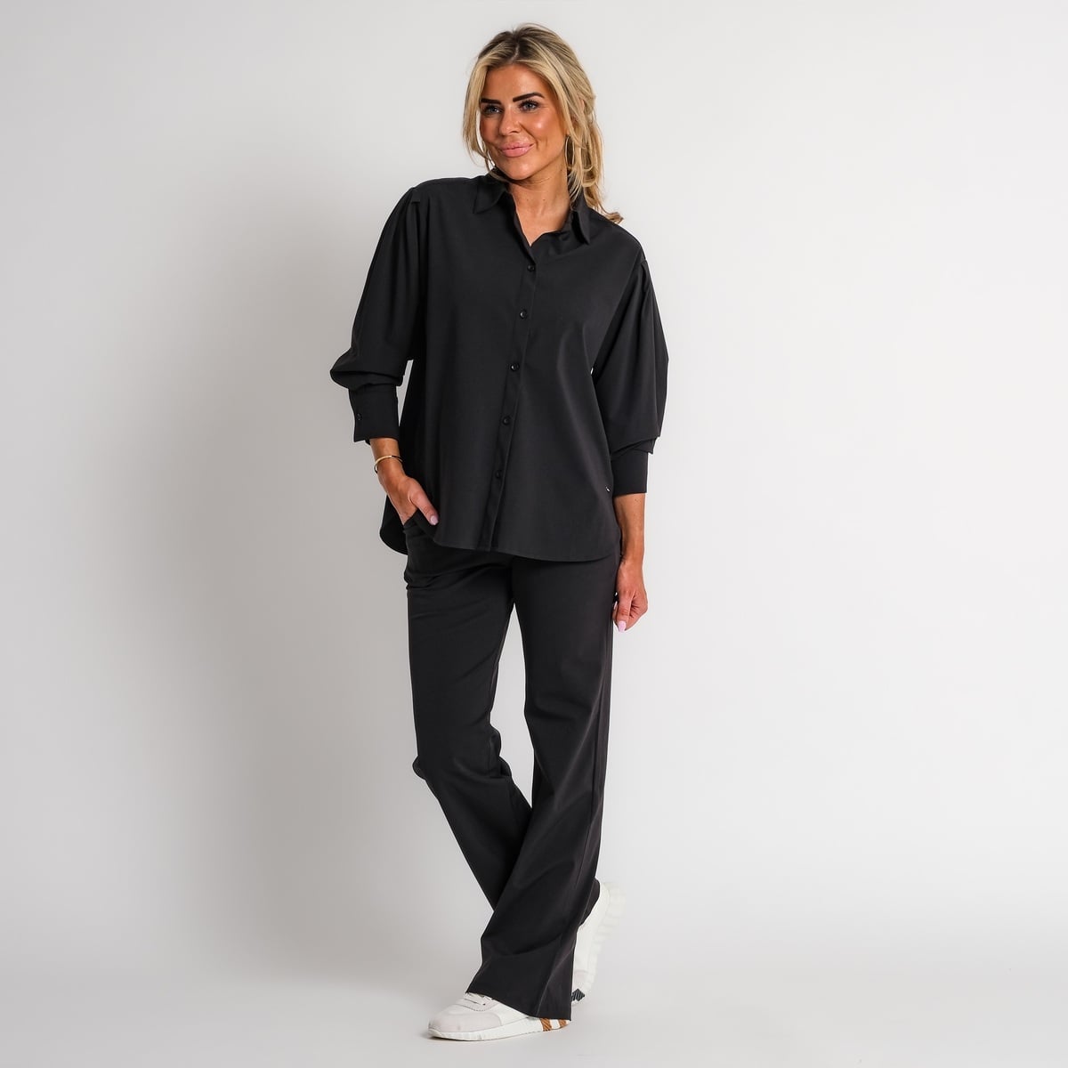 boyfriend travel blouse met streep donkerblauw | amy 524