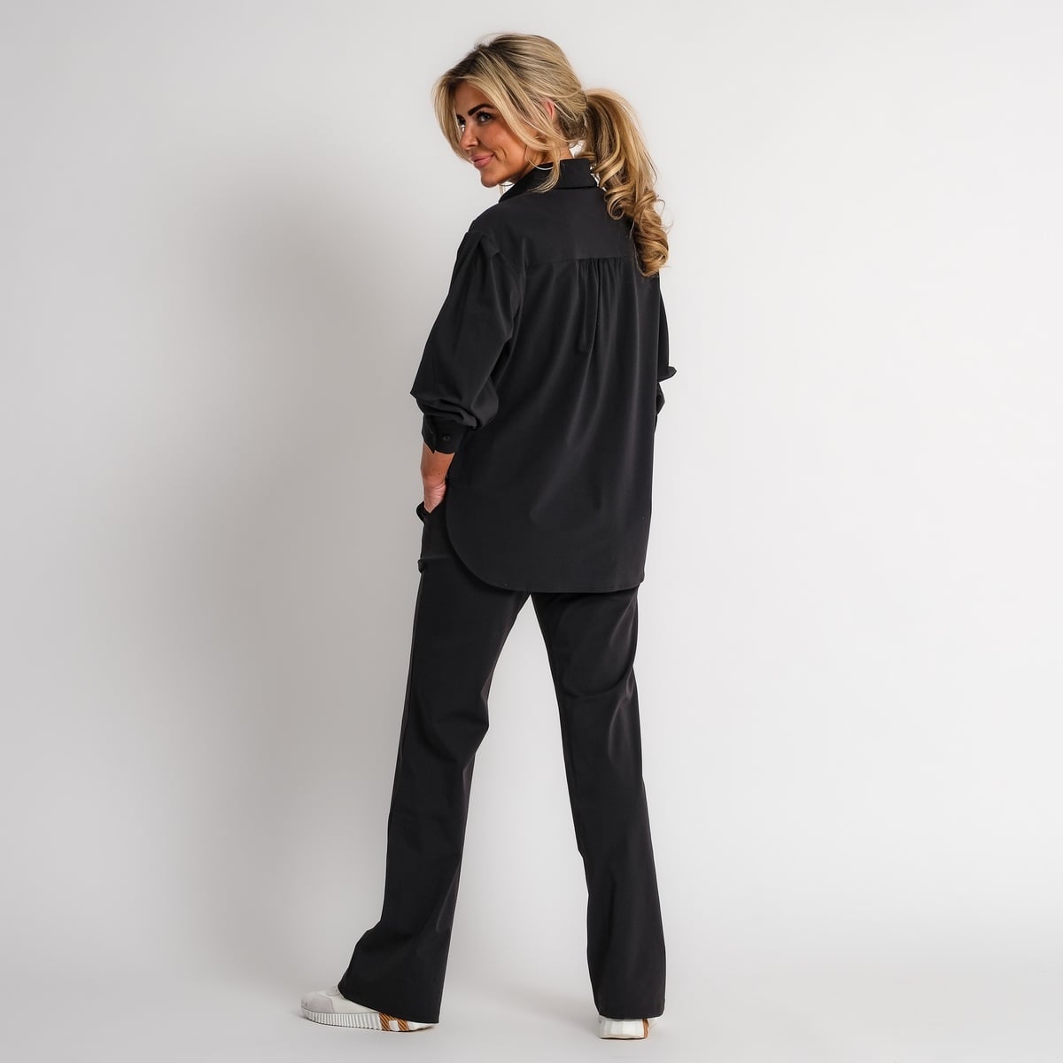boyfriend travel blouse met streep donkerblauw | amy 524