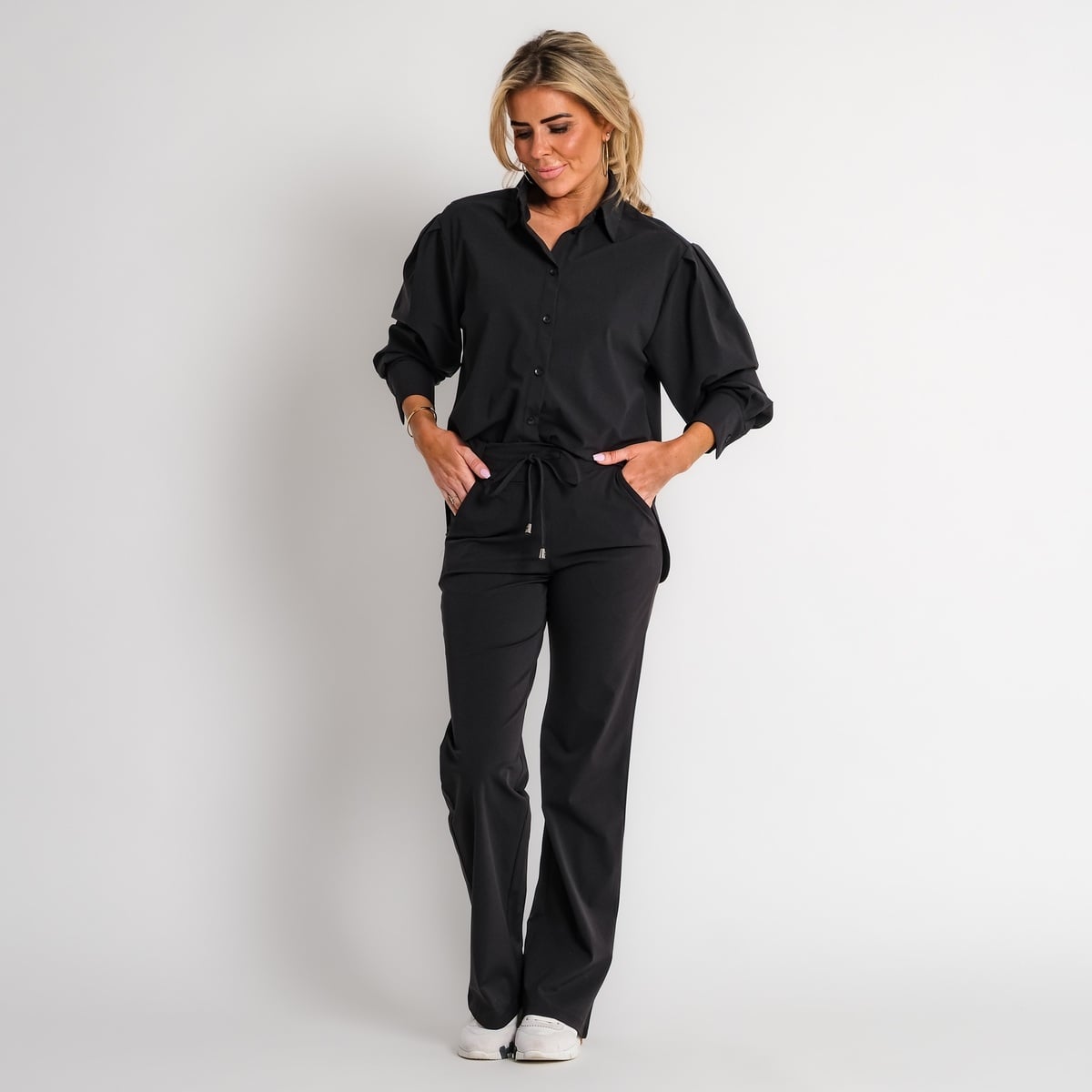 boyfriend travel blouse met streep donkerblauw | amy 524