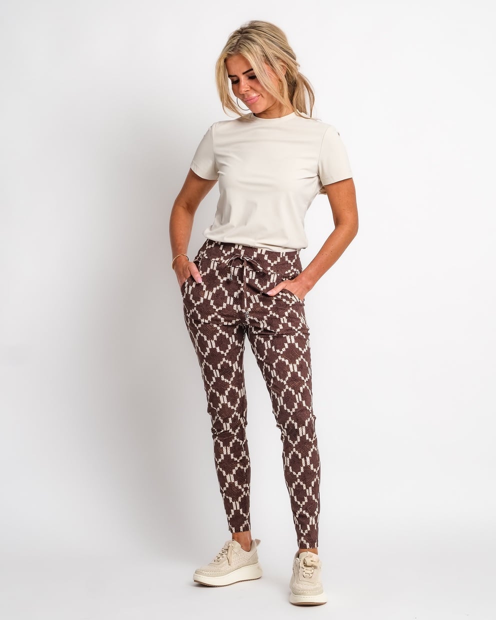 travel pantalon ikat print espresso | amy 136