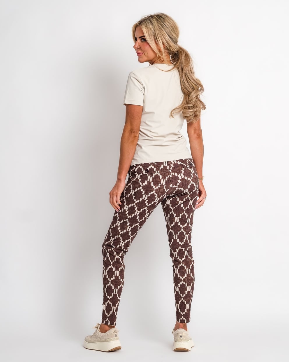 travel pantalon ikat print espresso | amy 136