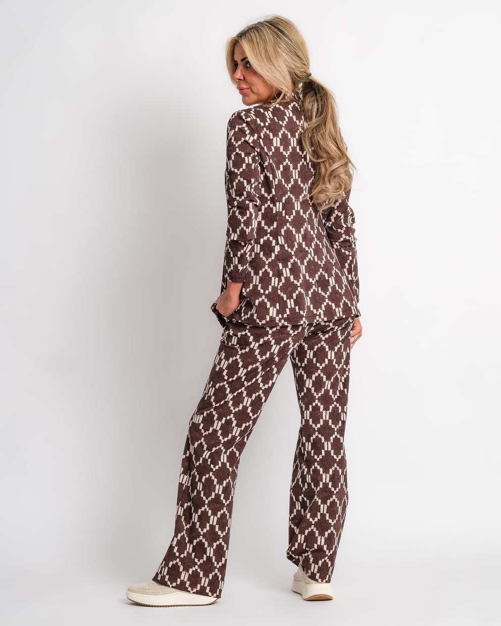 travel pantalon ikat print espresso | amy 136