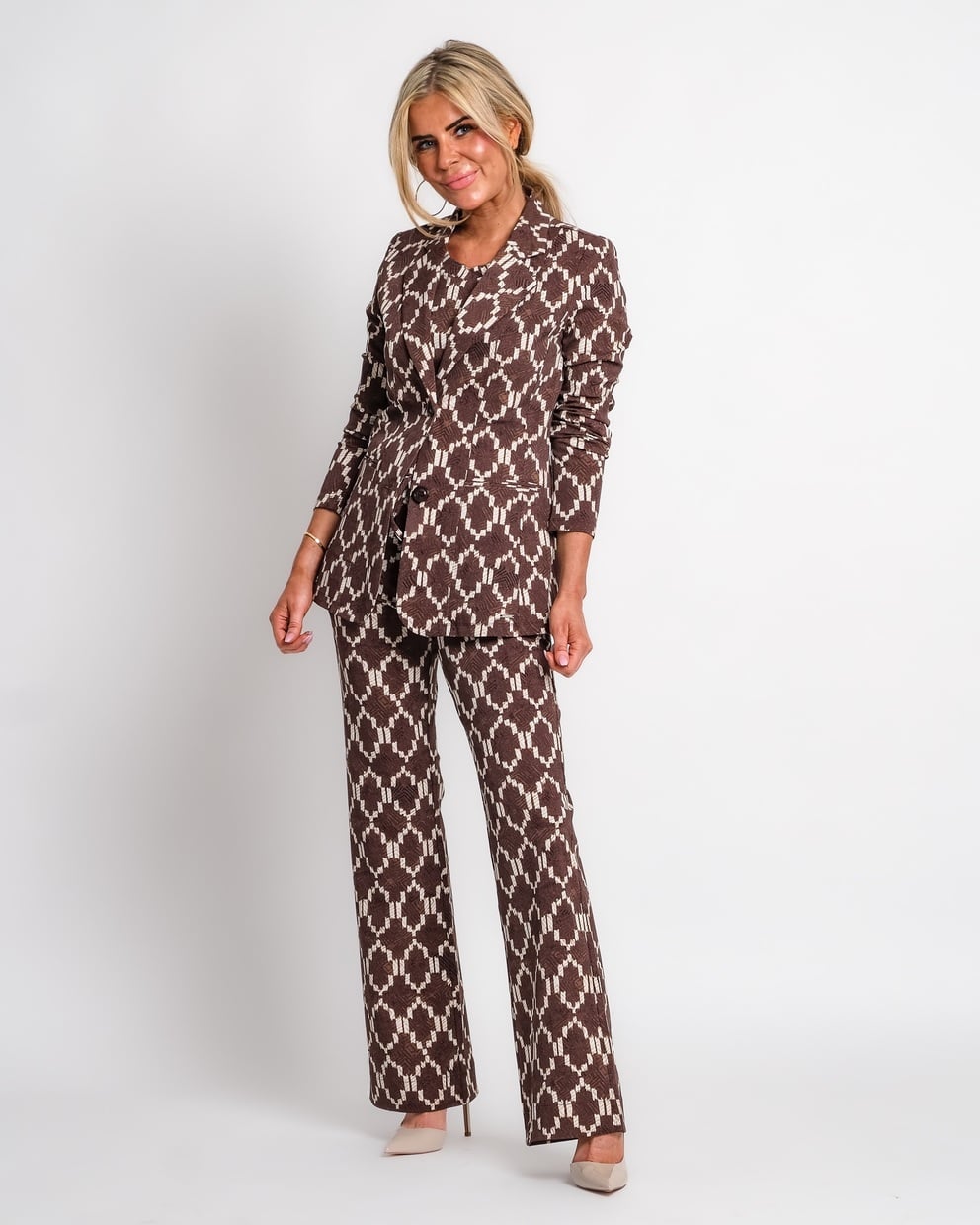 travel pantalon ikat print espresso | amy 136