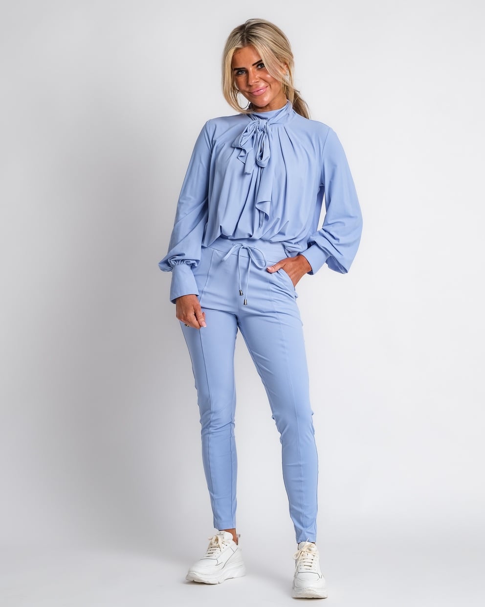 travel blazer met krijtstreep beige | amy 102