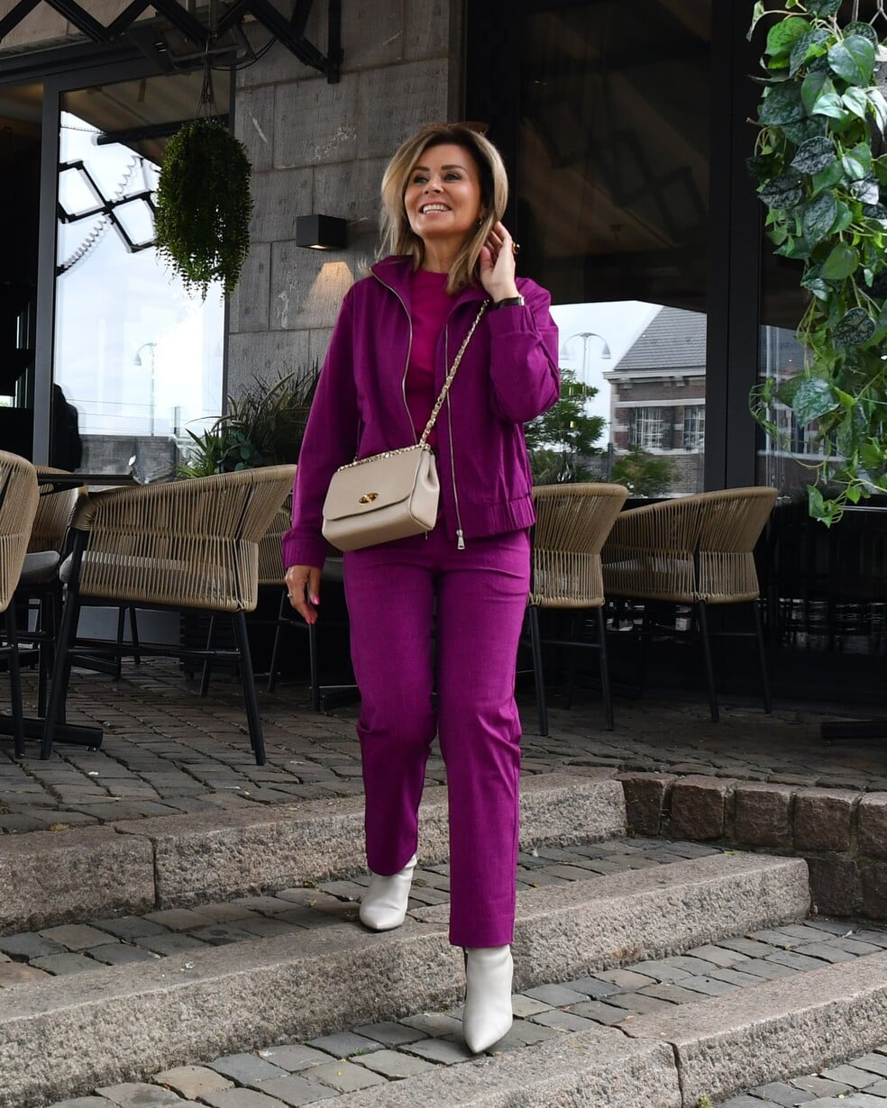 travel blouse magenta multicolor print met kantdetail | amy 872a