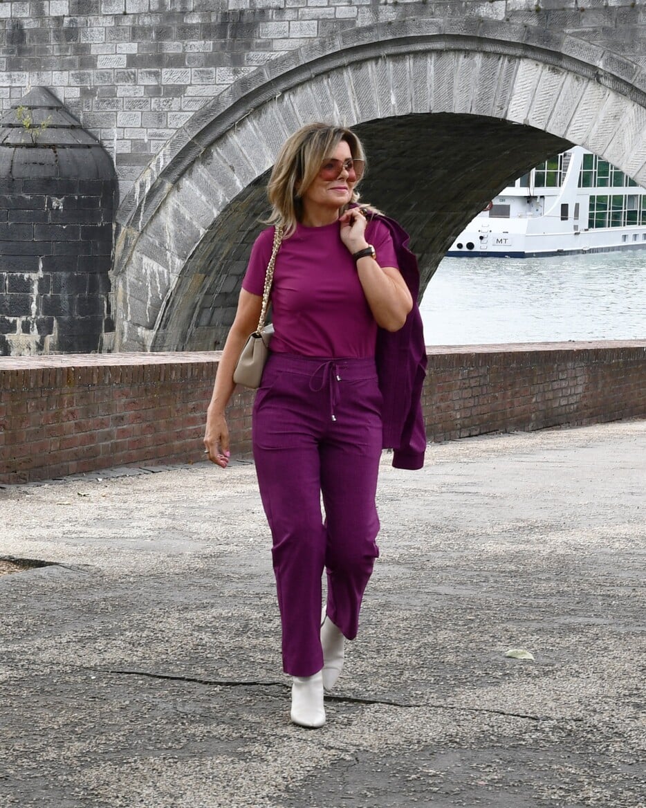 travel blouse magenta multicolor print met kantdetail | amy 872a