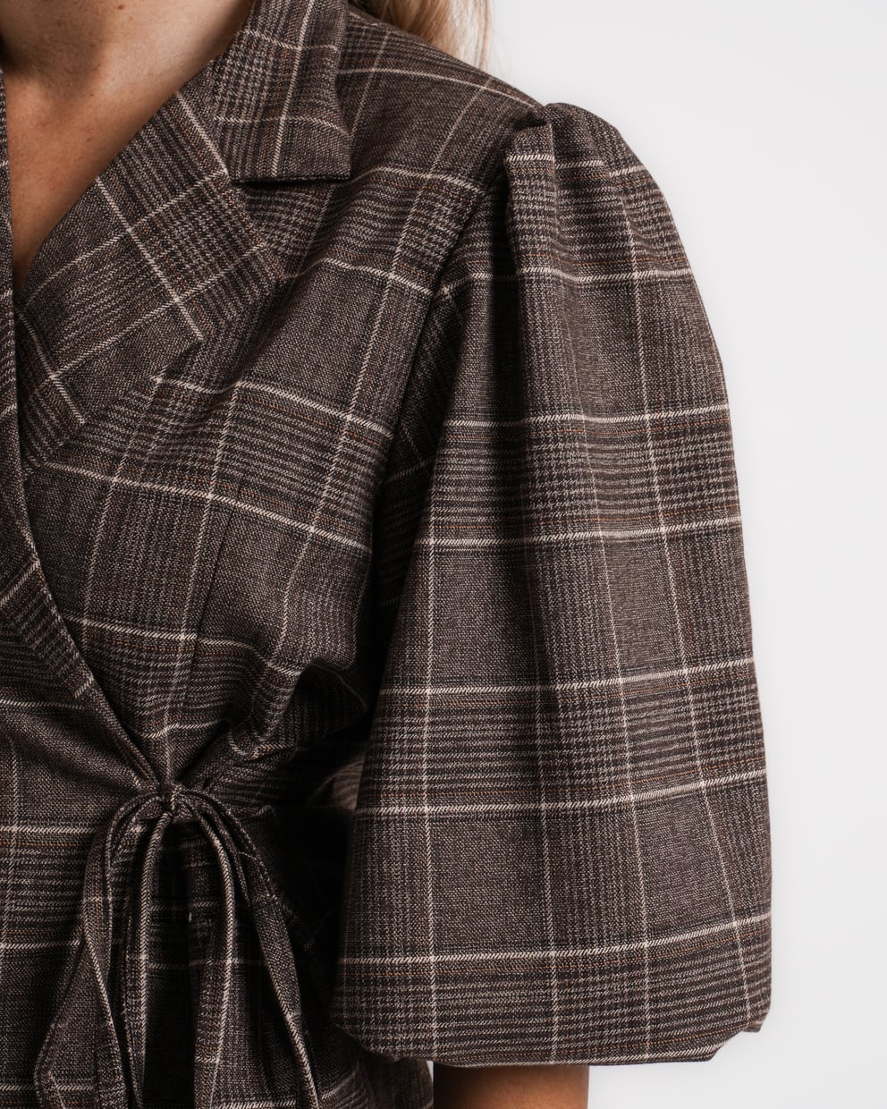 geruite blazer met boord bruin | vivienne