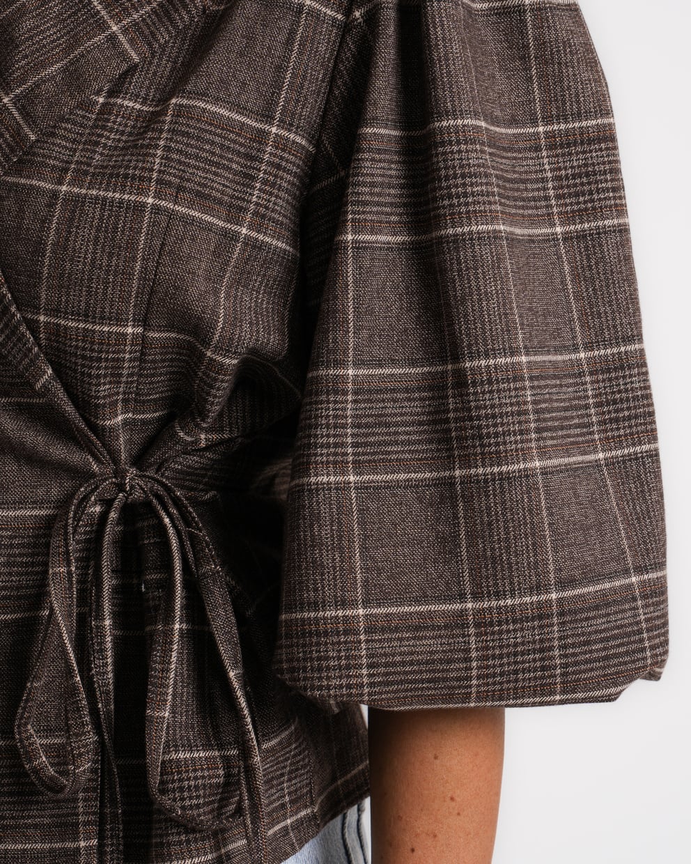 geruite blazer met boord bruin | vivienne