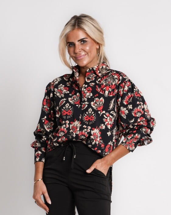 travel top met strik zwart | amy 898