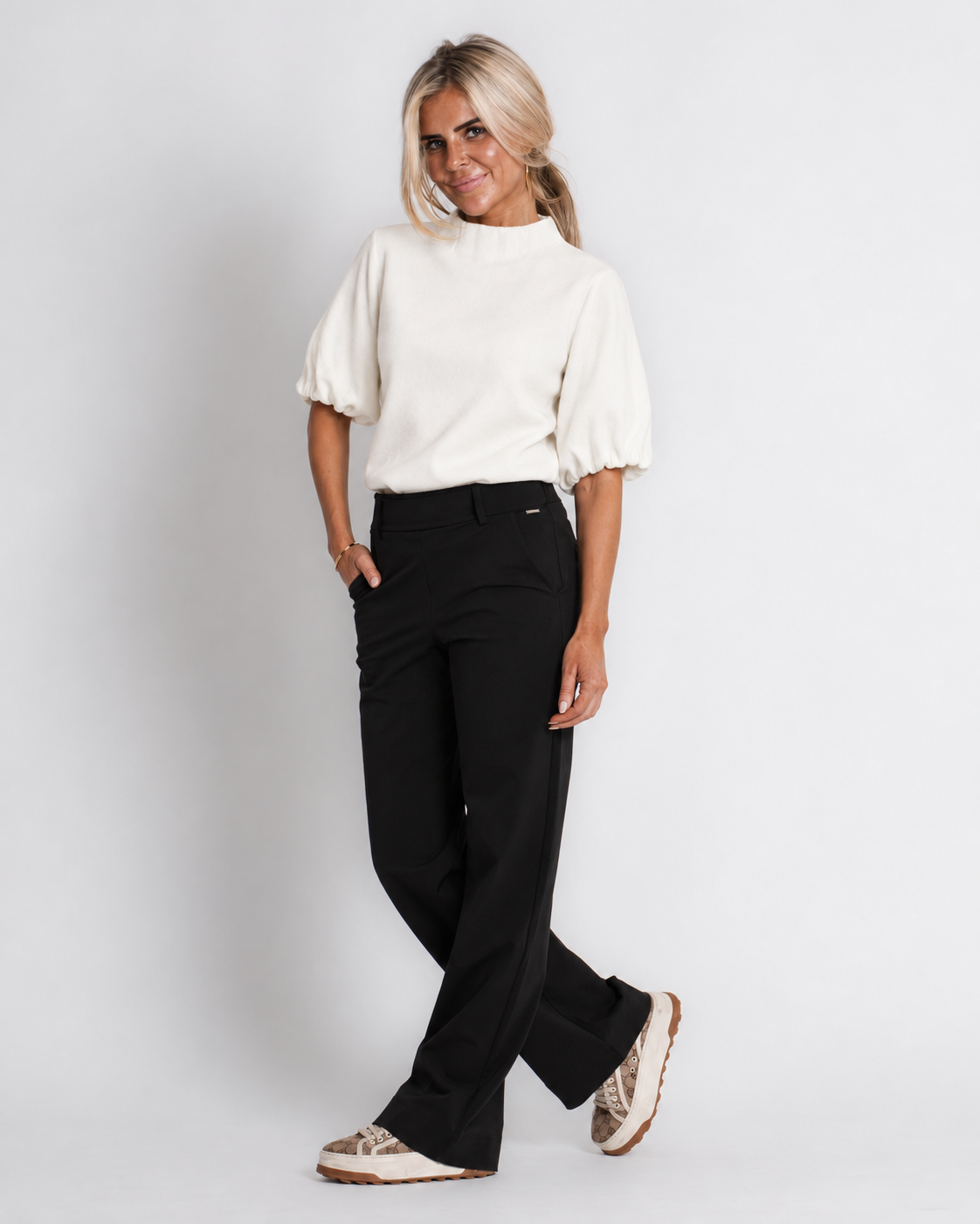 katoenen broderie blouse bruin | macy