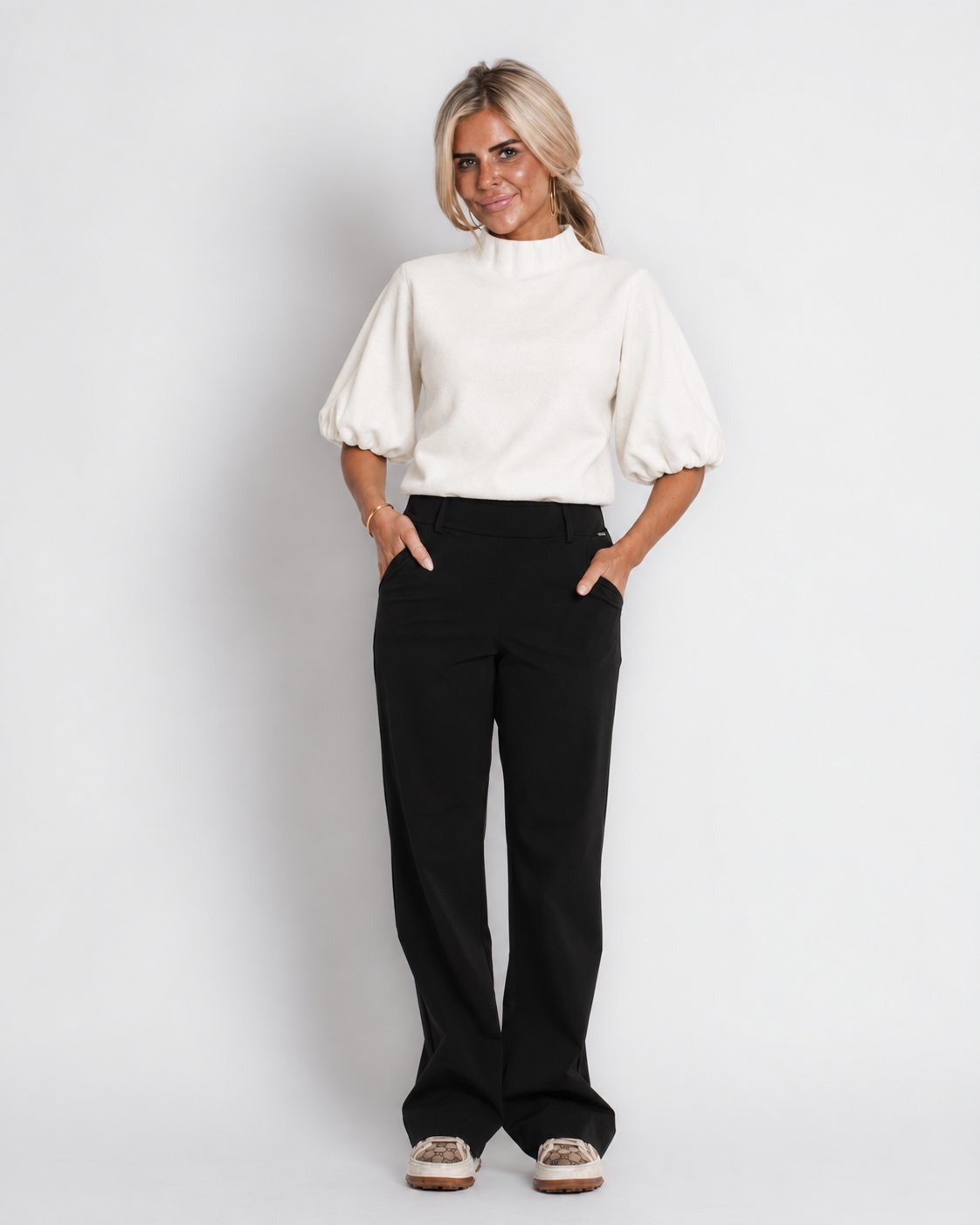 katoenen broderie blouse bruin | macy