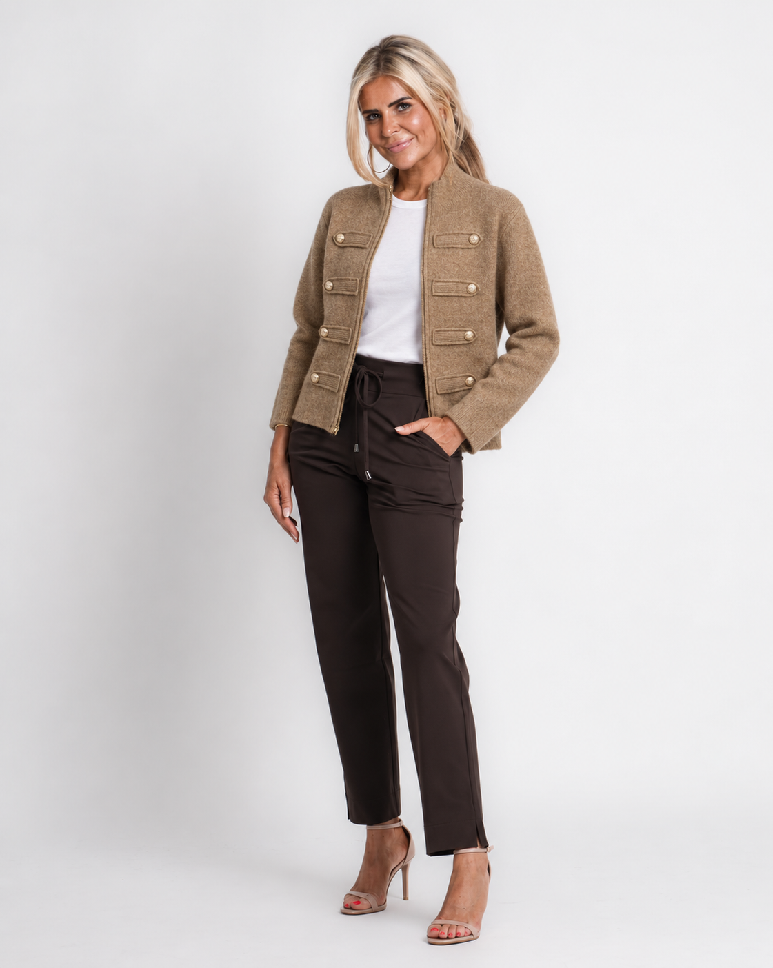 vest met harten taupe | eloise