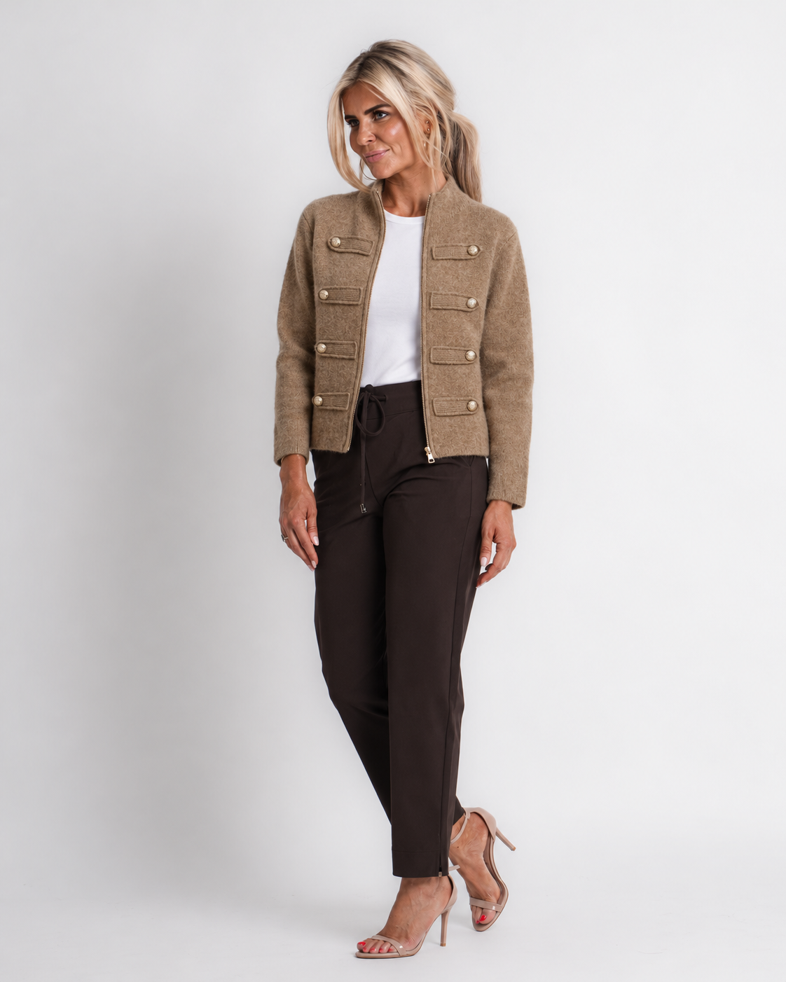 vest met harten taupe | eloise