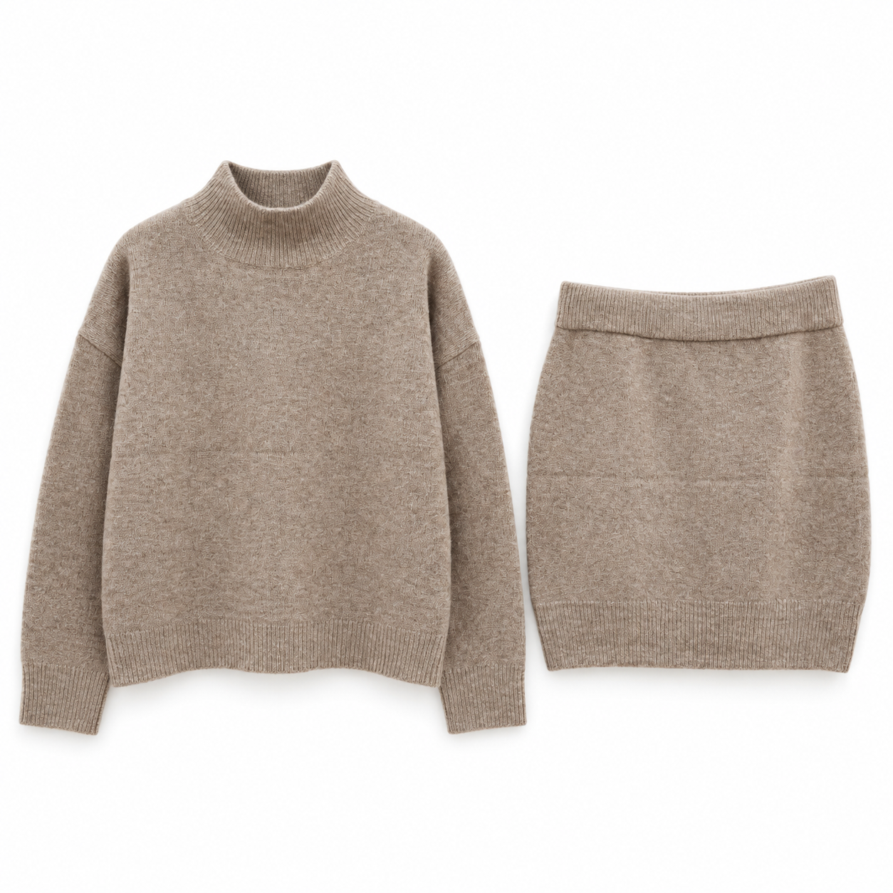 gebreide set taupe | zoé