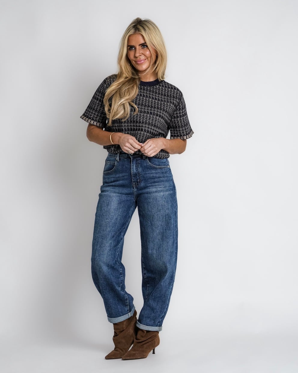 geruit jack met rits bruin | bernice