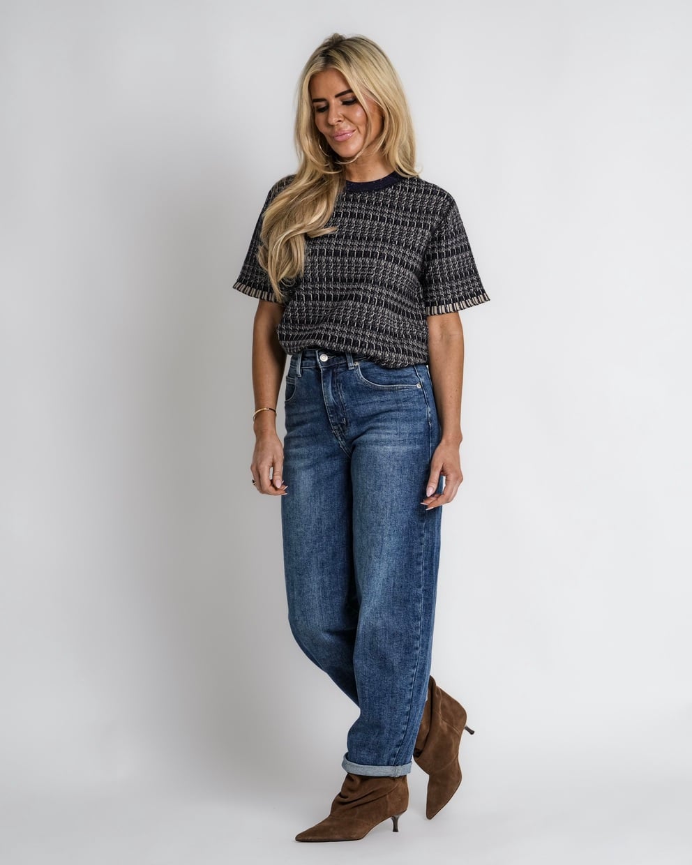 geruit jack met rits bruin | bernice