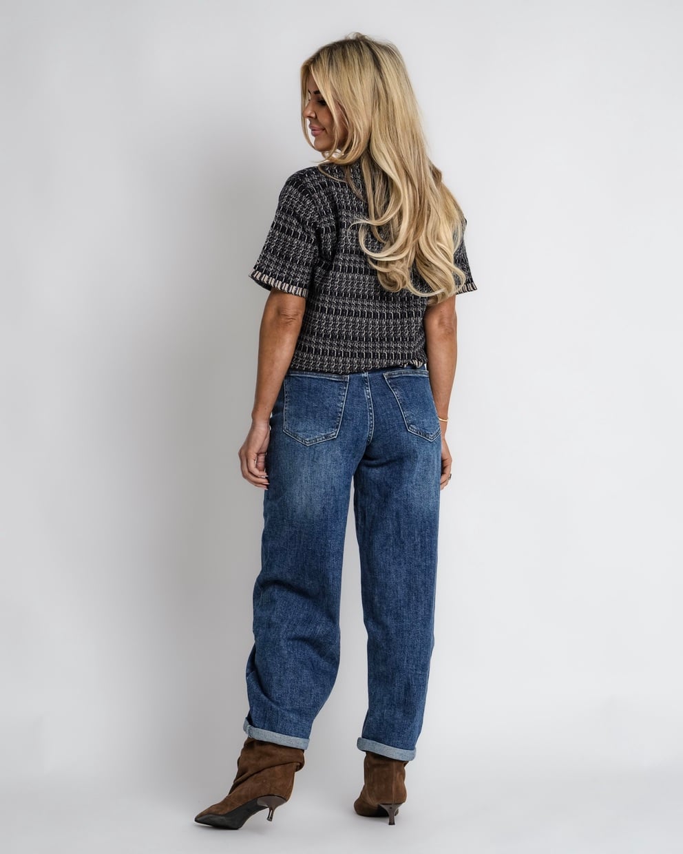 geruit jack met rits bruin | bernice