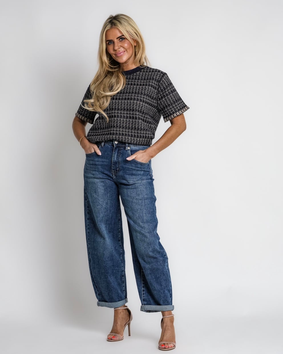 geruit jack met rits bruin | bernice