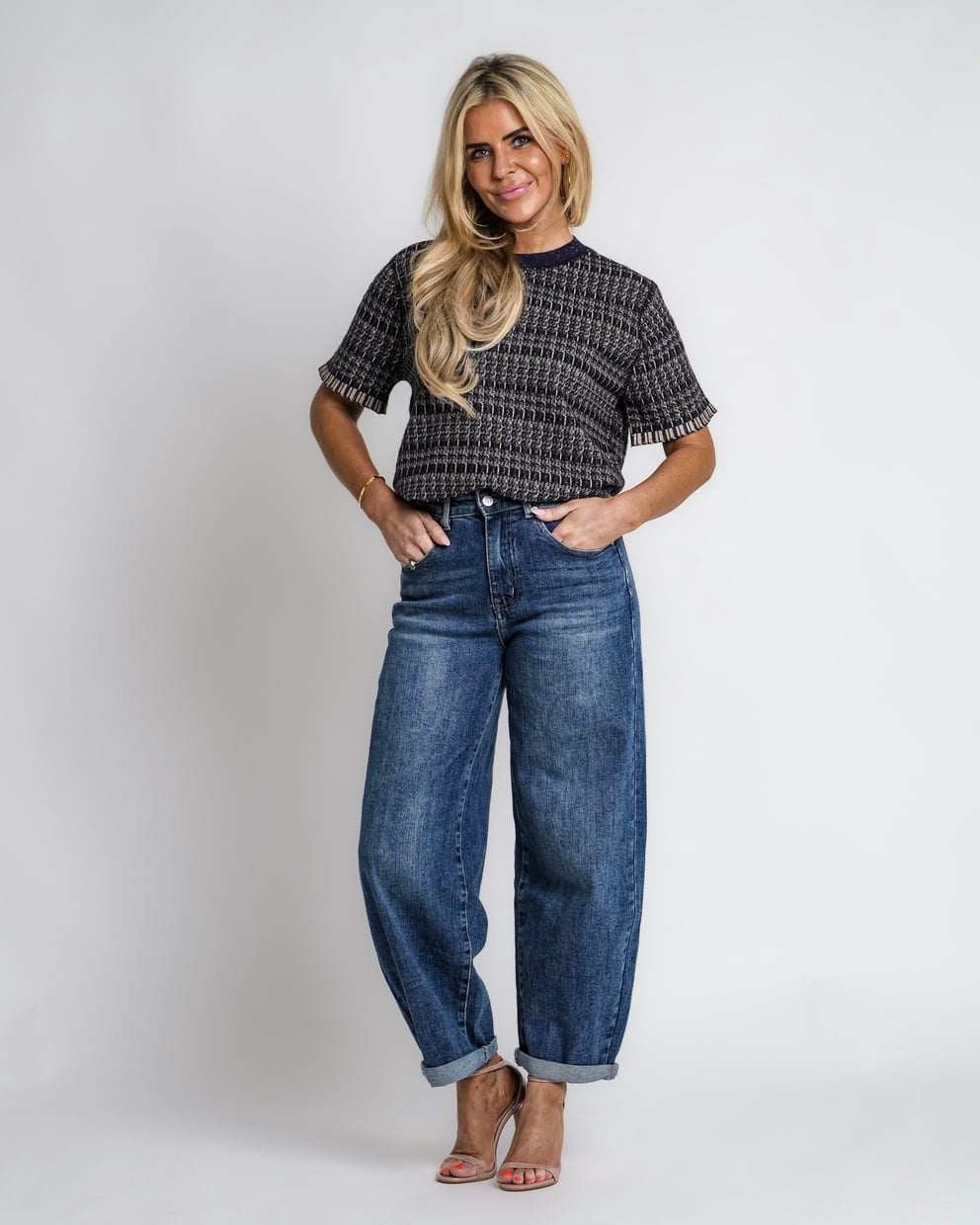 geruit jack met rits bruin | bernice