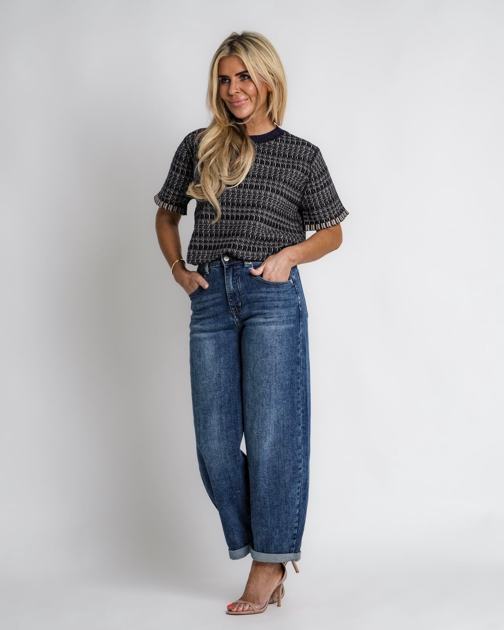 geruit jack met rits bruin | bernice