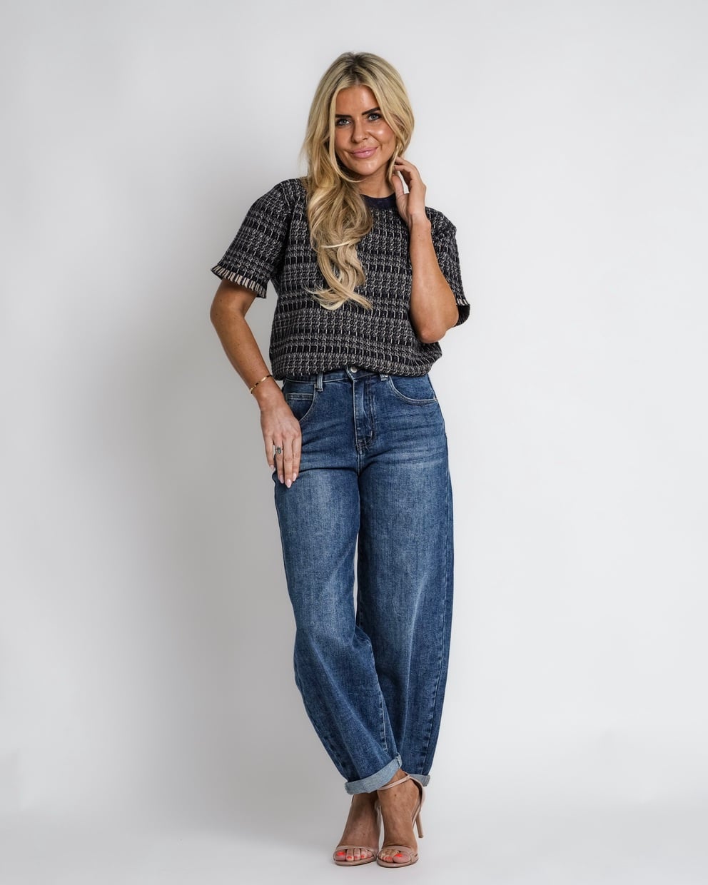 geruit jack met rits bruin | bernice