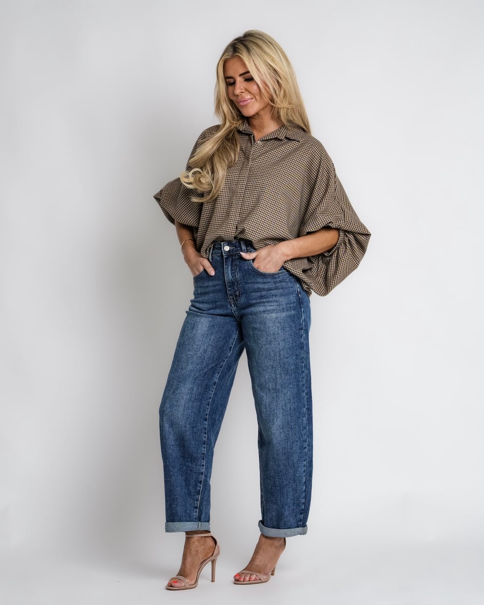 geruit jack met rits bruin | bernice